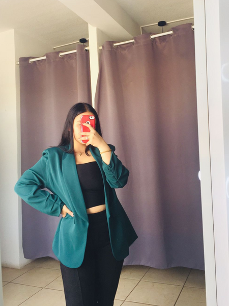 Saco de vestir de manga larga color verde