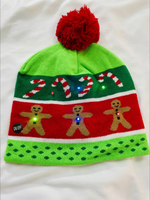 Gorro navideño de caramelos y galletas con luces