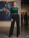 Blusa con detalla de brillos plata verde
