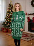 Vestido con estampado navideño verde