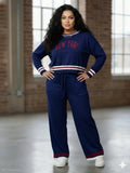 Conjunto liso con estampado de new york color azul marino