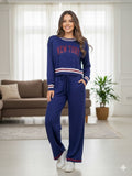Conjunto liso con estampado de new york color azul marino