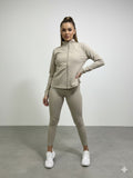 Conjunto deportivo de licra de sudadera y pantalonera sikiny beige