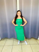 Vestido Straplee liso tela rib verde