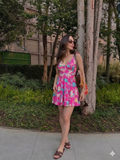 Vestido con estampado floral olan en tirante corte A  fiucha