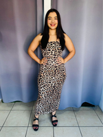 Vestido largo con estampado de animal print mesh