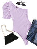 Panti blusa de un hombro con manga de farol
