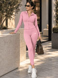 Conjunto deportivo liso pantalonera de tubo rosa