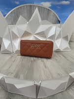 Cartera con doble zipper guess letras grandes café