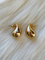 Aretes de gota grande de acero inoxidable dorado