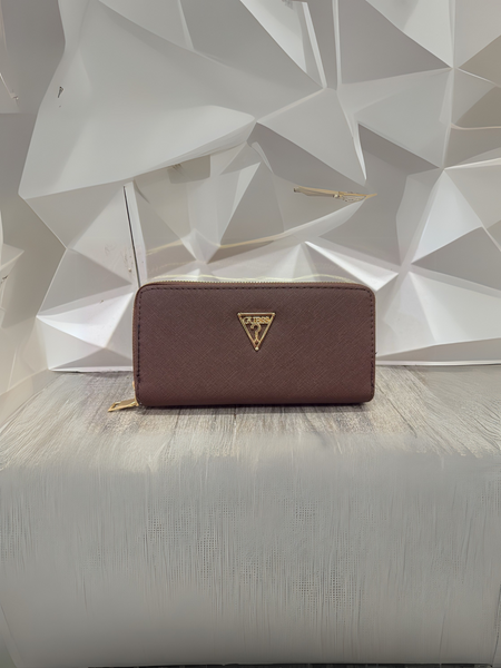 Cartera con doble zipper guess triangulo café