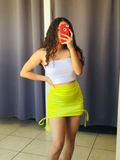 Falda de satin amarillo fosforecente