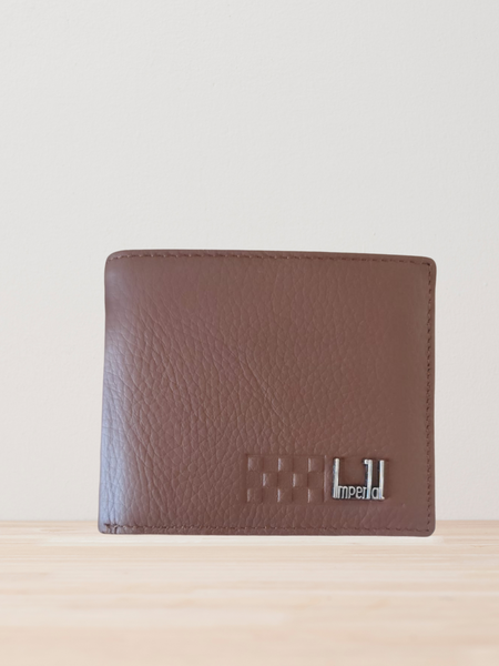 Cartera de caballero de piel café claro imperial