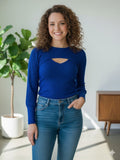 Blusa con torera manga farol 3/4 color azul rey