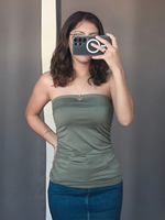 Blusa straple corrugada color verde