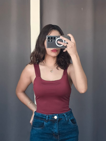 Pantiblusa lisa con de tirante grueso Vino