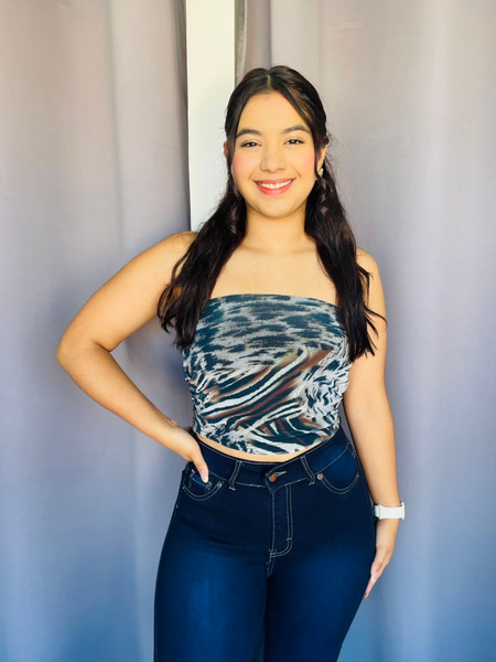 Blusa Straplee con estampado de print verde