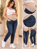 Pantalon de maternidad de mezclilla obscura con rasgadas a los lados
