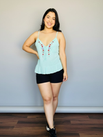 Blusa de tirantes con estampado floral  Menta