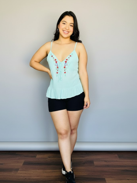 Blusa de tirantes con estampado floral  Menta