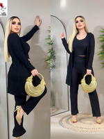 Conjunto de 3 piezas blusa, ensamble y pantalon negro