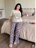Pijama de 3 piezas deplayera  short y pantalon estampado girls rosa