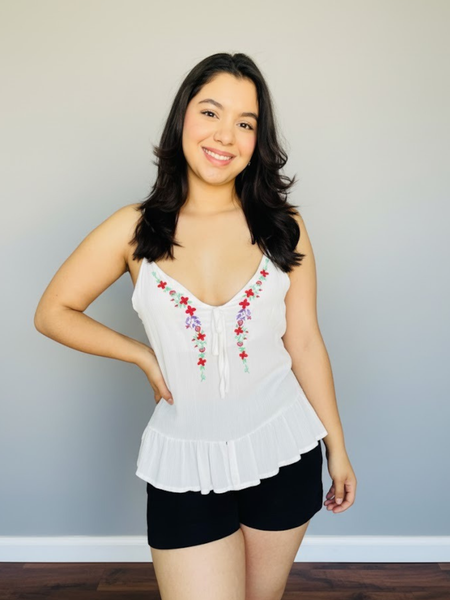 Blusa de tirantes con estampado floral  Blanco