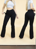 Pantalon de mezclilla de campana negro