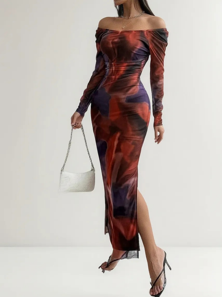 Vestido ajustado con estampado de mandala color ladrillo