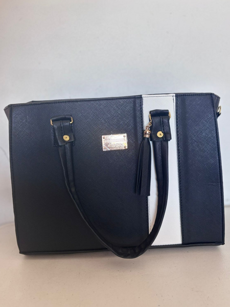 Bolsa Negra con franja blanca grande