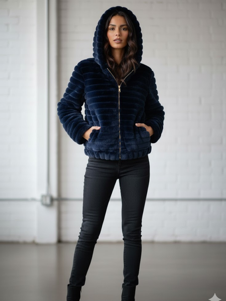 Chamarra corta alfepada azul marino