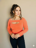 Blusa de manga larga color coral