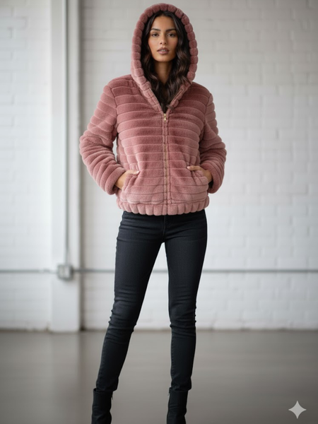 Chamarra corta alfepada rosa