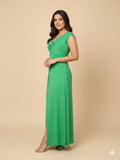 Vestido largo con nudo en pecho y abertura en piernas Verde