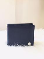 Cartera de caballero lisa de piel Azul marino