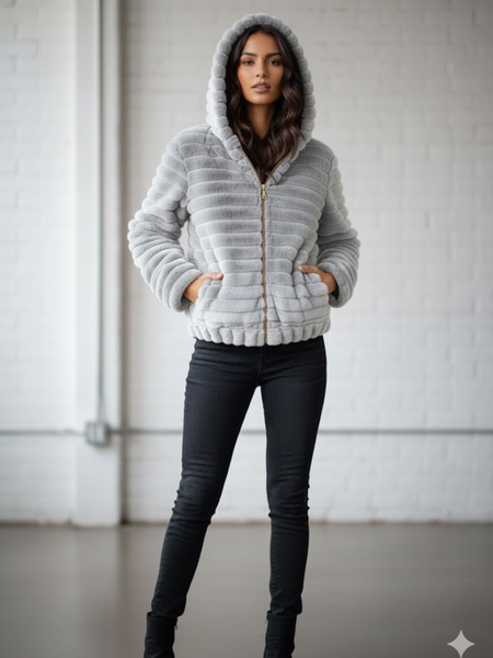 Chamarra corta alfepada gris