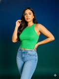 Blusa basica de bocamanga corta Verde