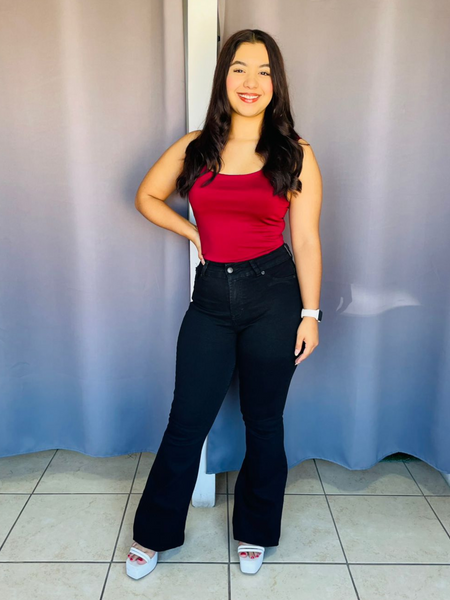 Pantalon de mezclilla de campana negro