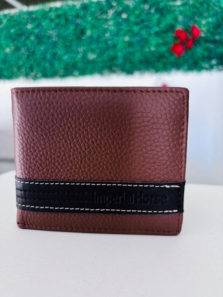 Cartera de caballero con lineas de piel Café