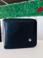 Cartera de caballero lisa de piel Azul marino