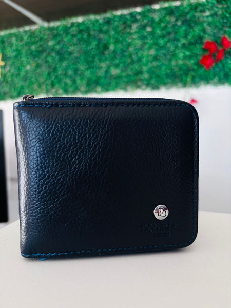 Cartera de caballero lisa de piel Azul marino