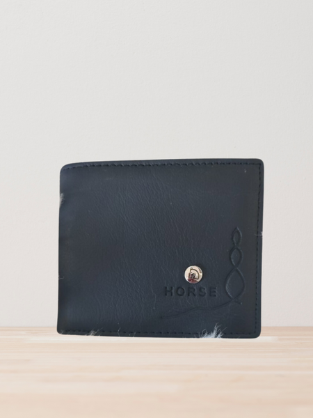 Cartera de caballero de piel con logo de horse negro
