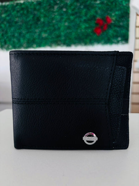 Cartera de caballero lisa de piel con tarjetero negro logo Horse