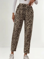 Pantalon con estampado de animal print con elastico café