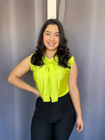 Blusa de bocamanga con cordon verde