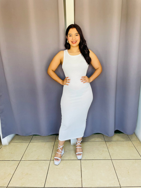 Vestido con estampado de brillos completo blanco