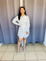 Vestido con estampado de flor 3D de manga larga corto blanco