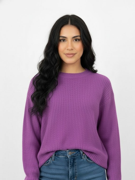 Sueter liso cuello en U color Lila  con brillos