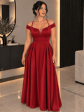Vestido de satin largo con escote V en pecho con manga y escote en espalda color rojo