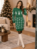 Vestido con estampado navideño verde